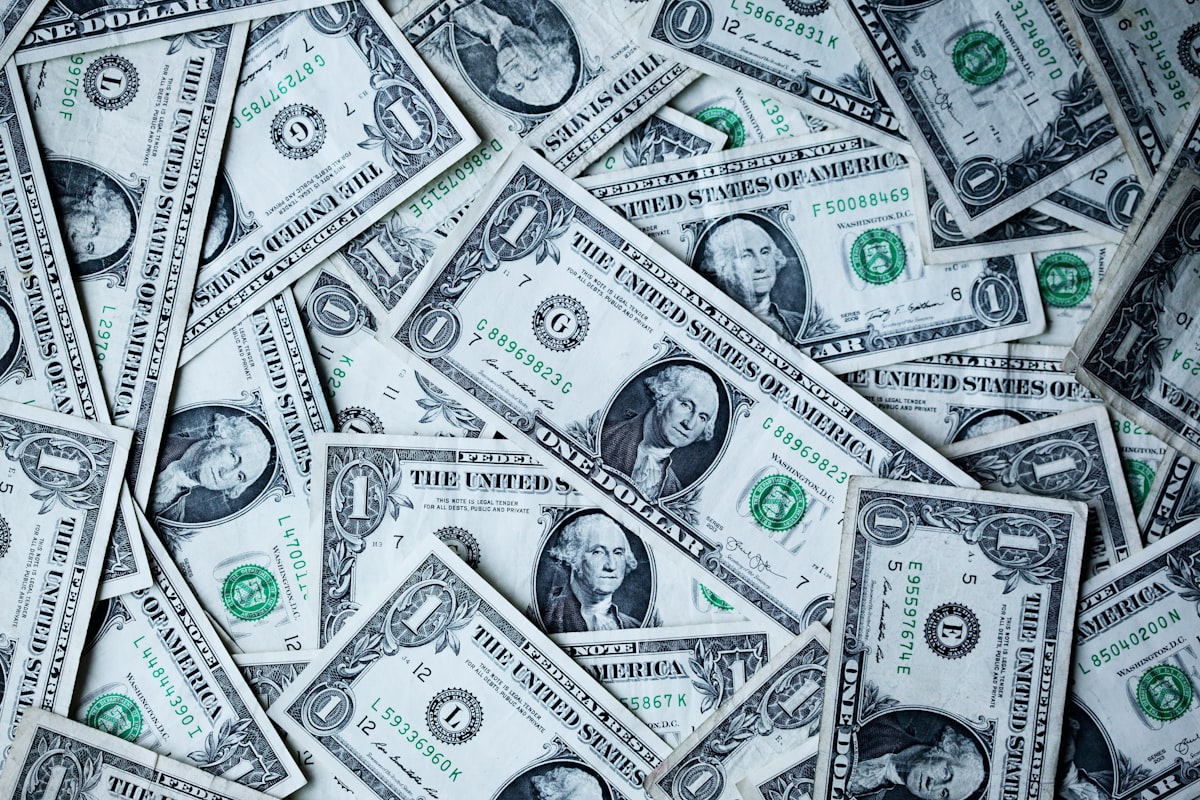 A spread of US dollar banknotes